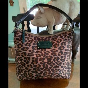 Kate Spade ♠️ Nylon Animal Print Patent Trim Purse